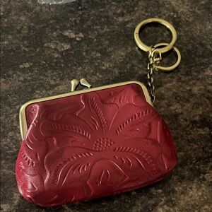 Patricia Nash Red Embossed Leather Coin Purse